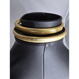 Vintage Monet Gold Tone Classic Bangle Bracelet Stack Layer Lot Of 2 #135